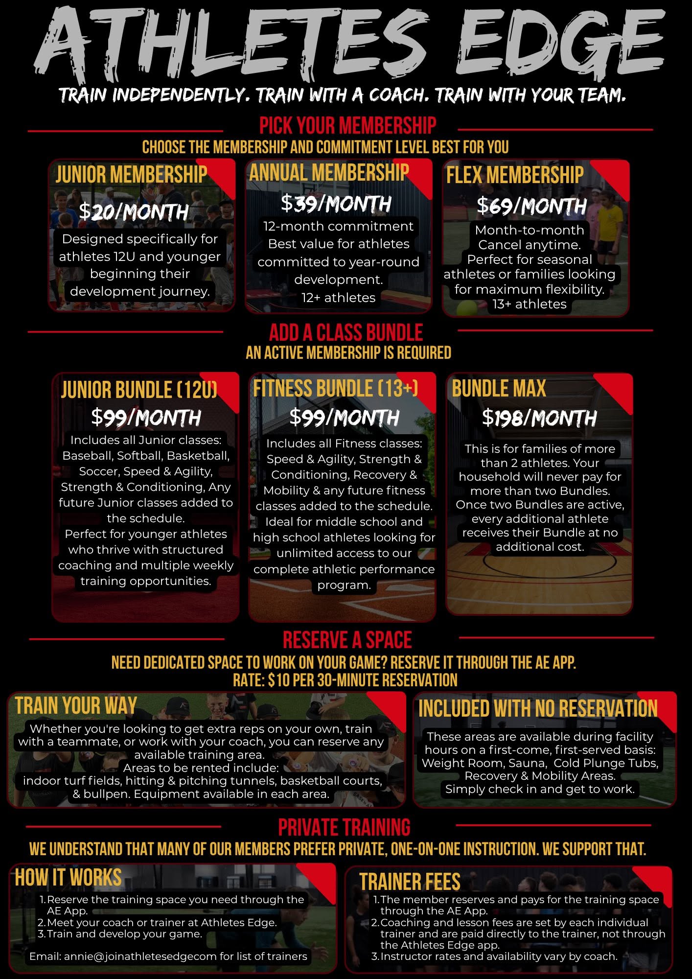 Athletes Edge membership, bundle, reservation, and private training guide